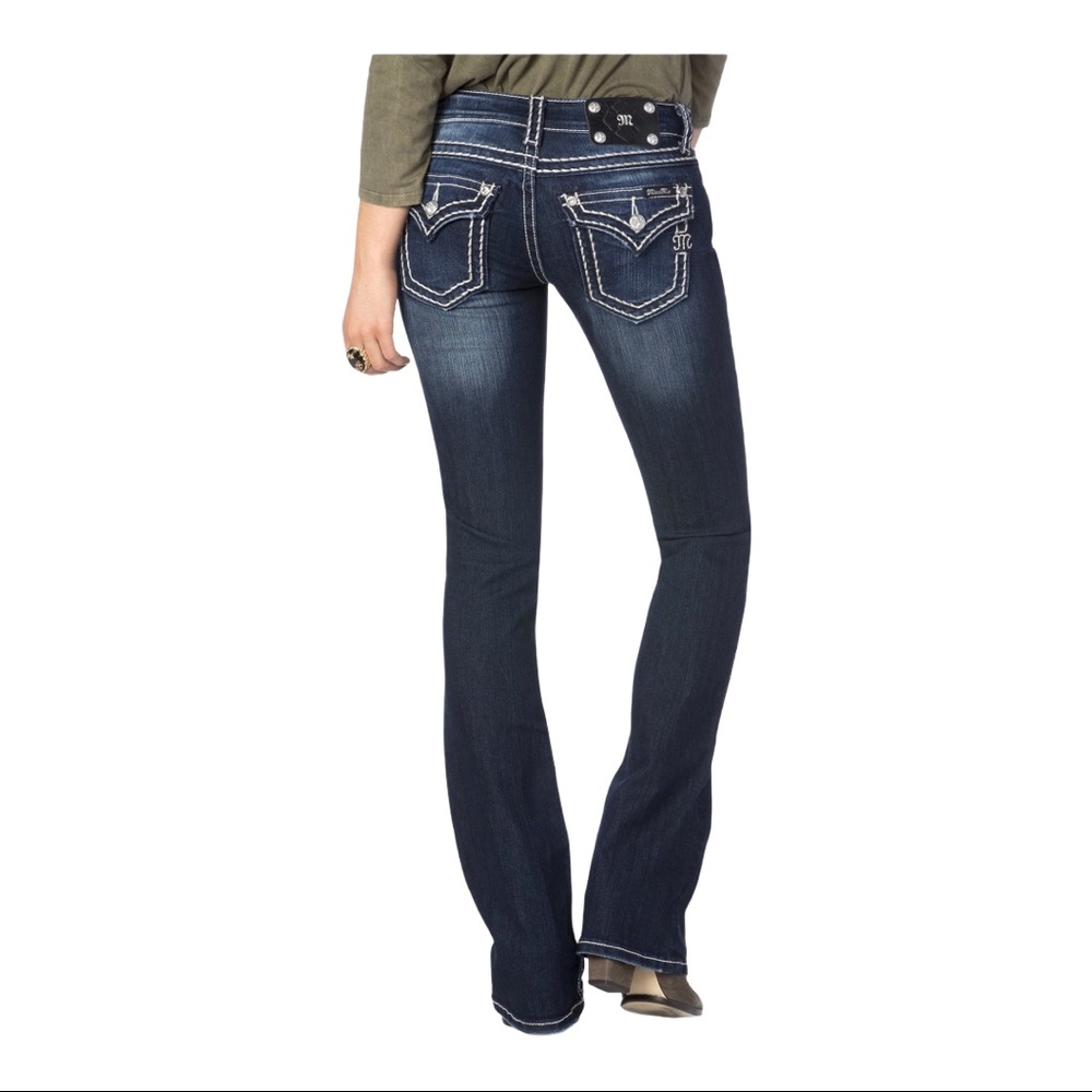 Miss Me Signature Boot Cut White stitching
